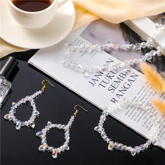 1280 Pcs Glass Beads Bulk Assorted Crystal Beads for Jewelry Making - Picture 6 of 7